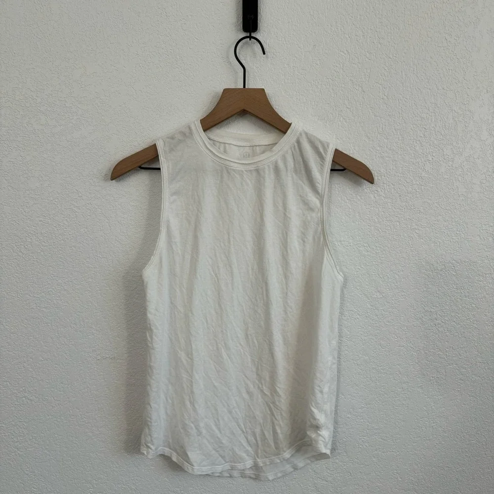 Lululemon Show Your Edge Crew Neck Sleeveless Pima Cotton Muscle Tank White 4